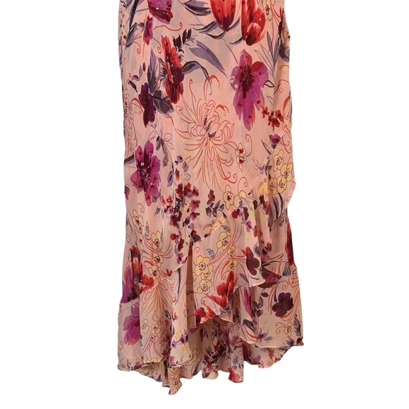 LOLA P Vintage Floral Ruffle Maxi Dress Sz L - Picture 9 of 11